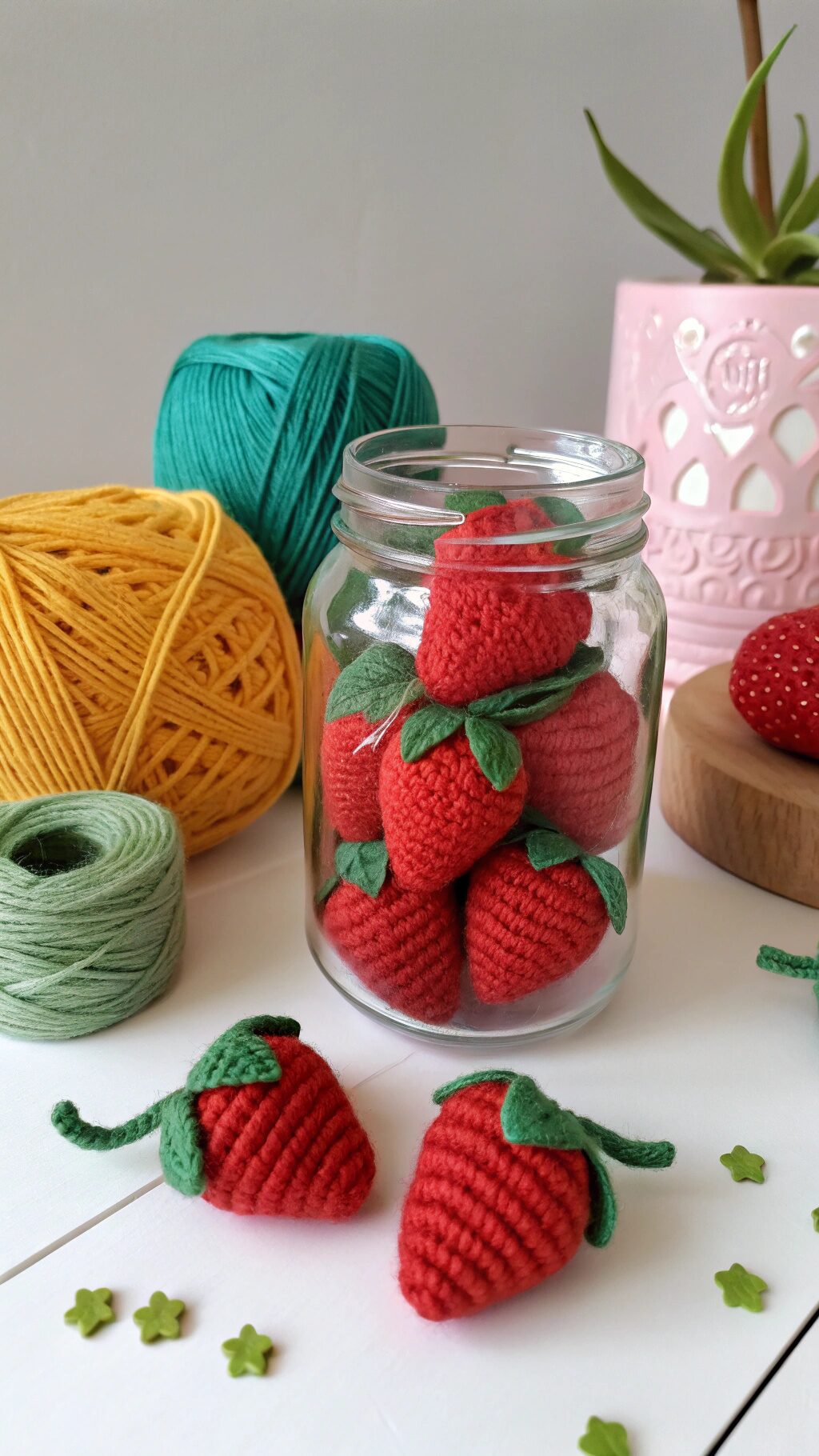 Crochet Strawberries in a Jar