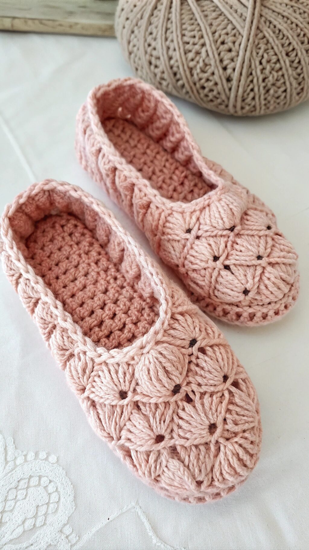 Textured Shell Stitch Slippers