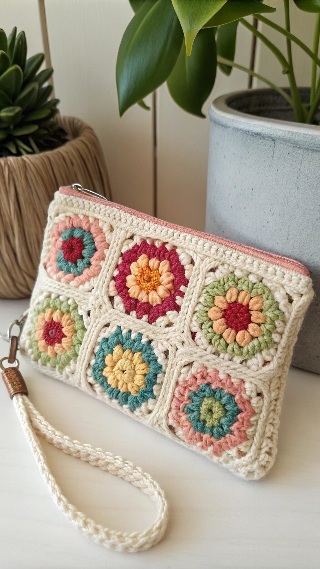 Unique Granny Square Wristlet