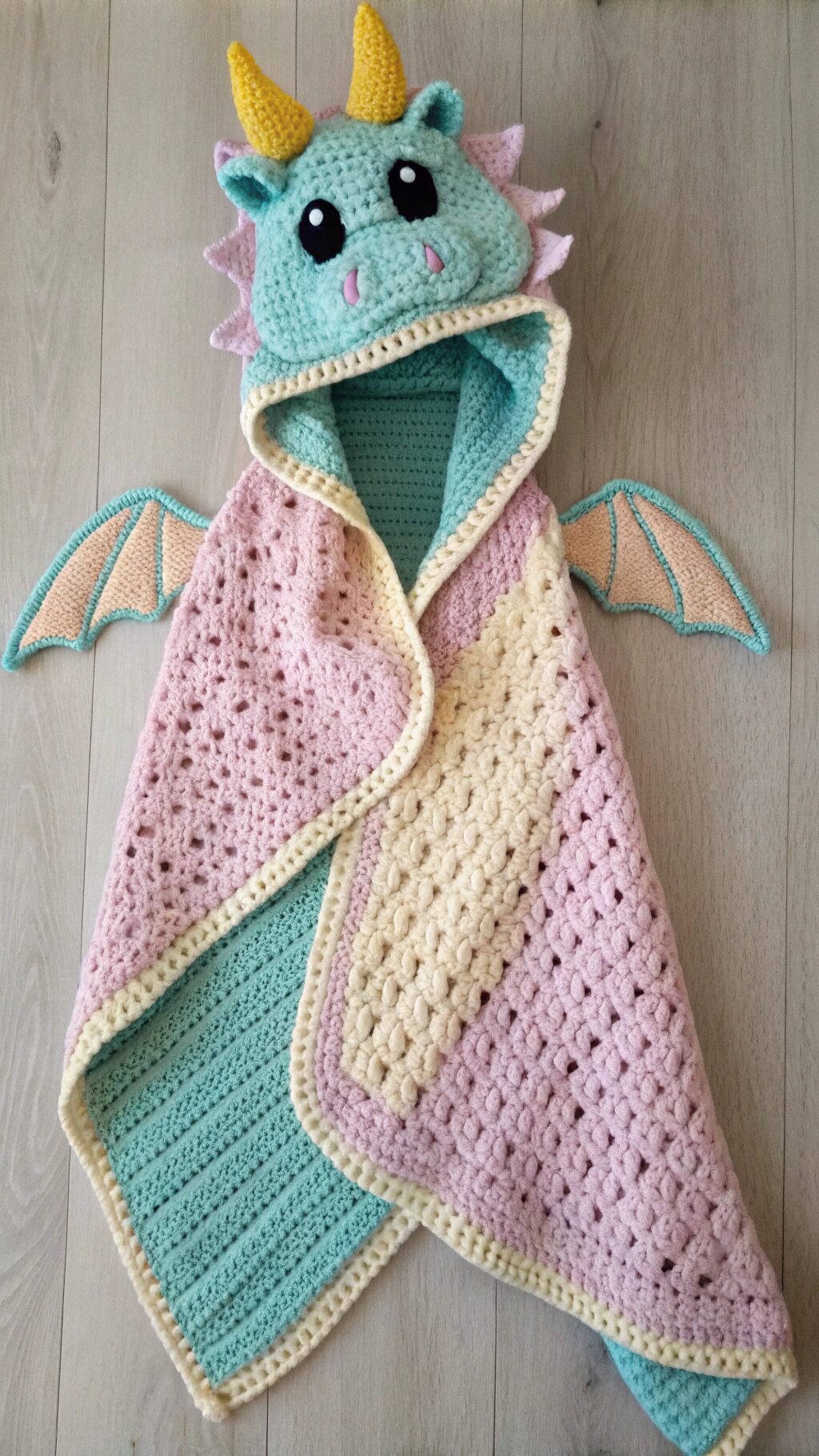 Crochet Dragon Hooded Blanket