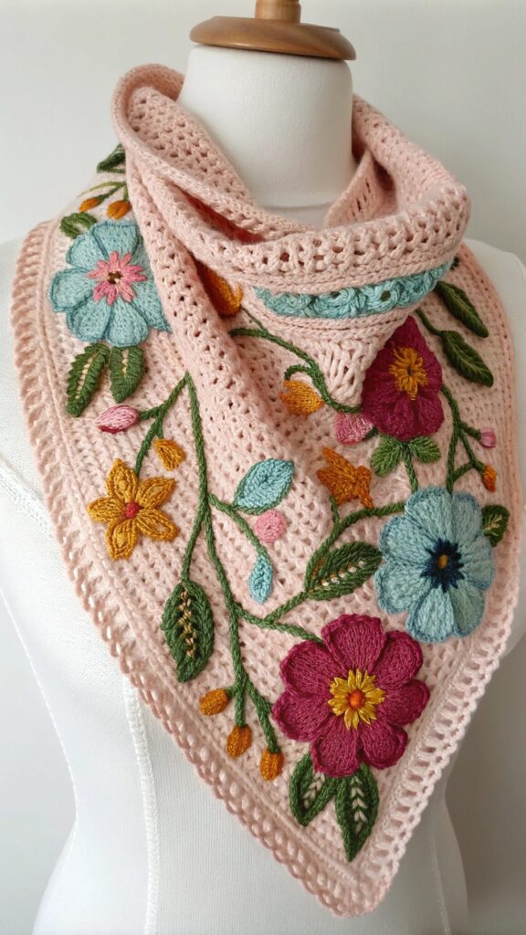 Floral Pattern Crochet Bandana