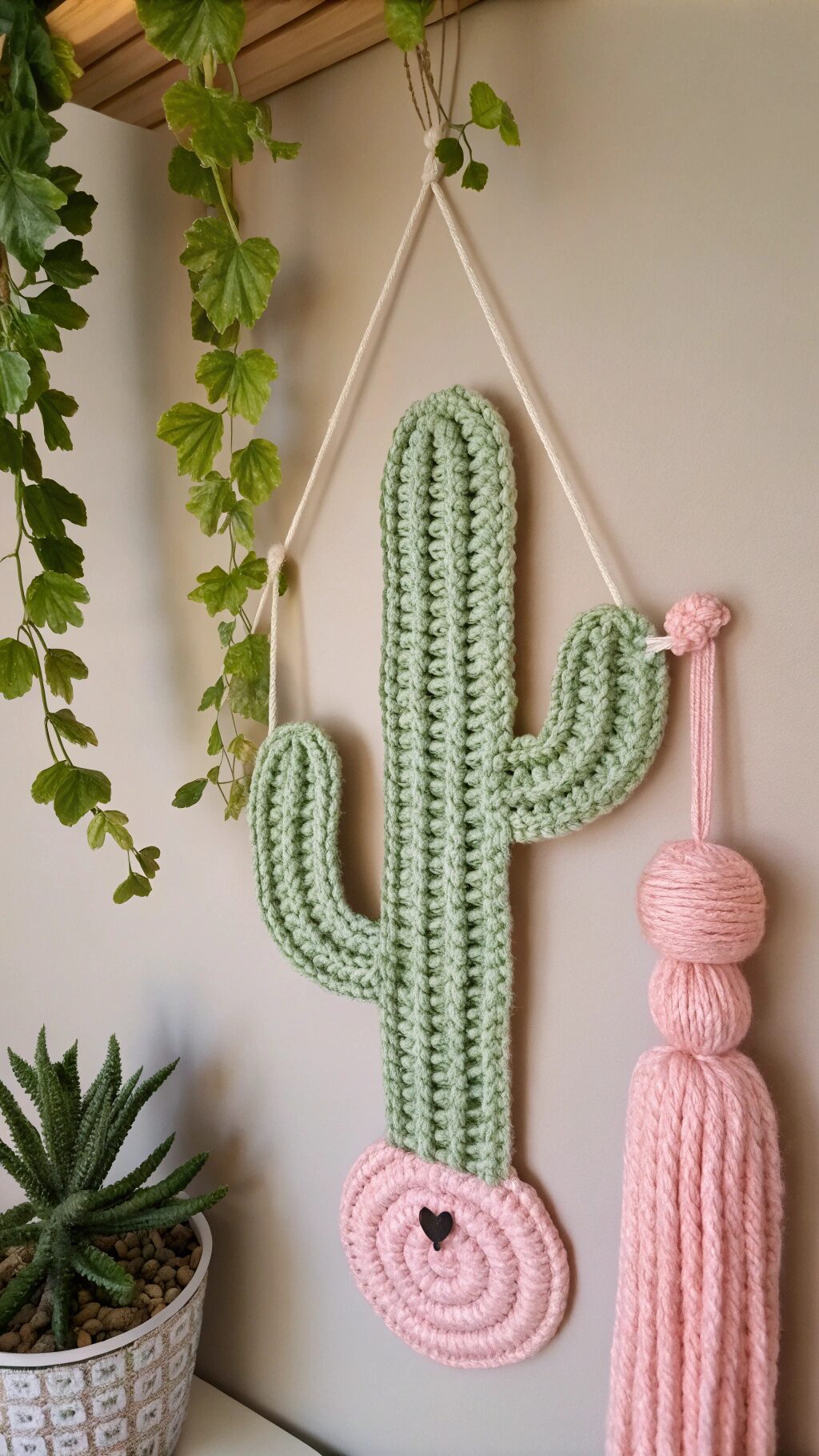 Hanging Crochet Cactus