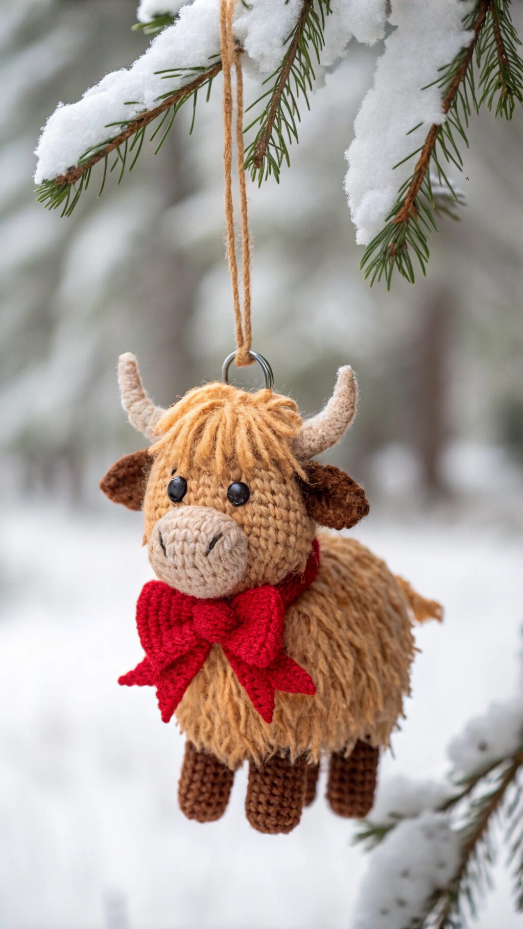 Festive Highland Cow Ornament