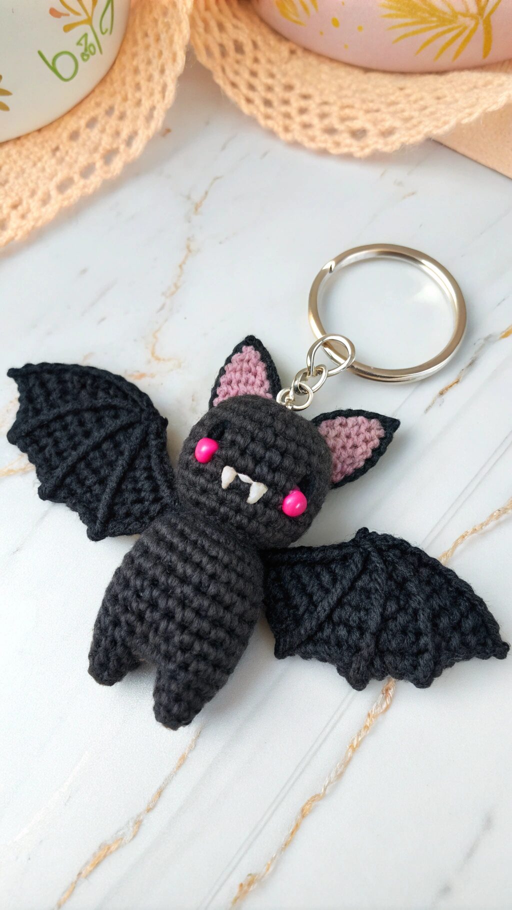 Mini Crochet Bat Keychain