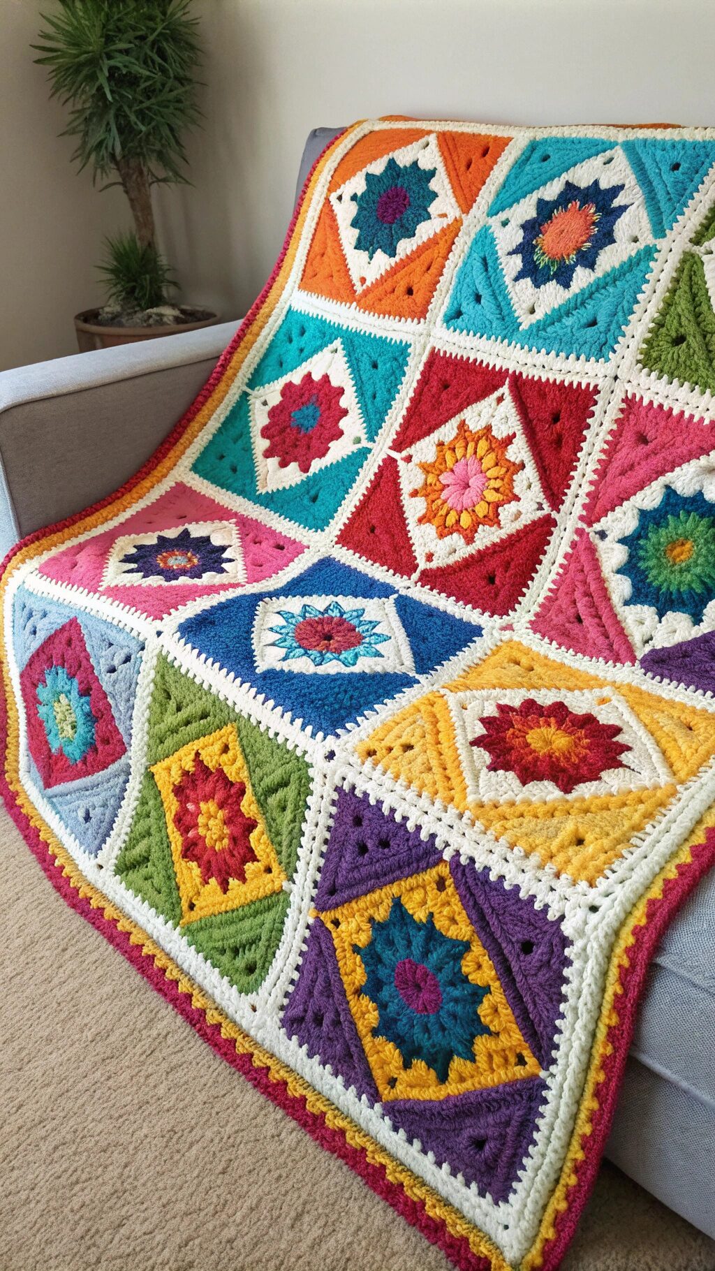 Colorful Mosaic Afghan