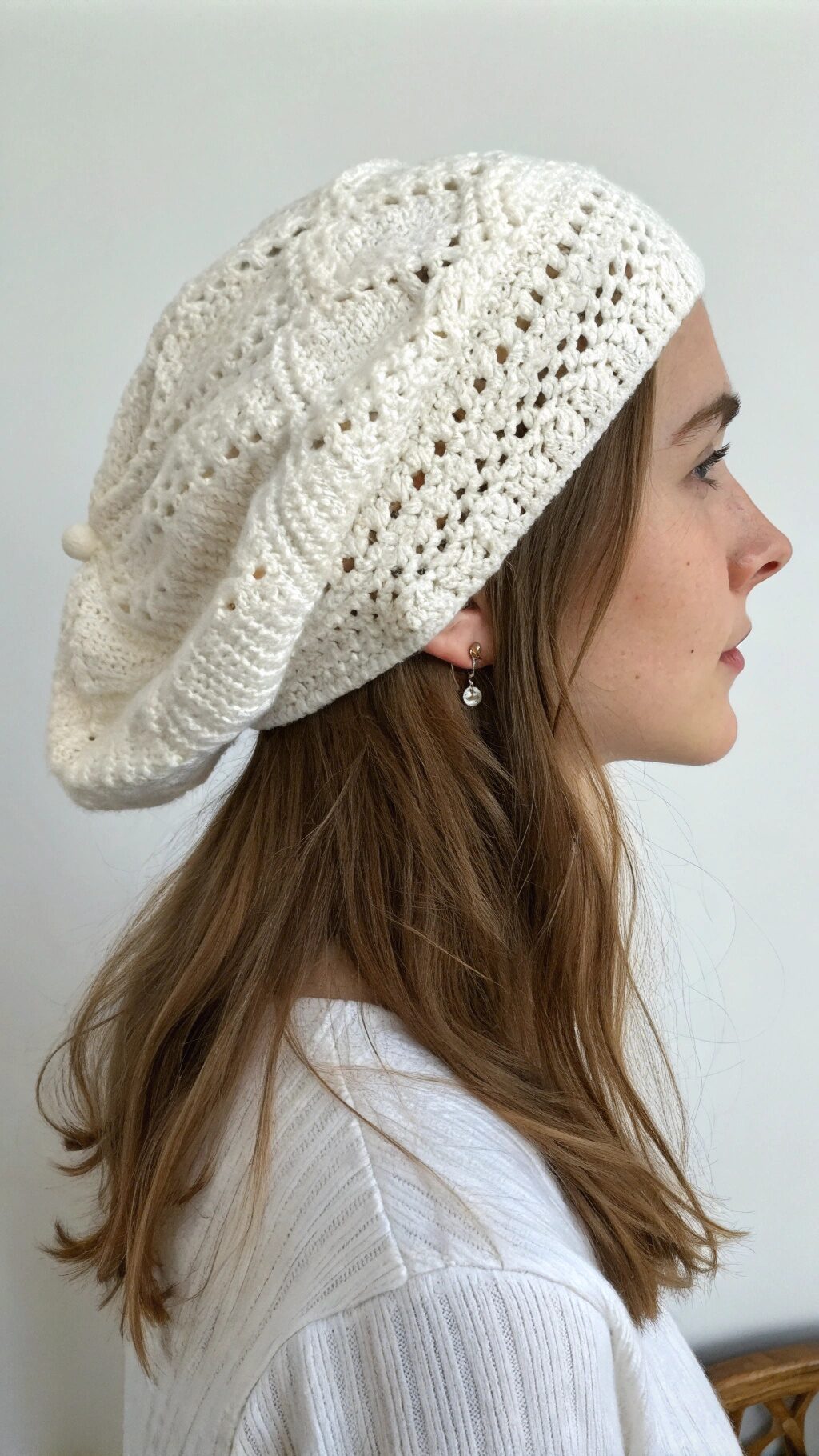 Winter White Crochet Beret
