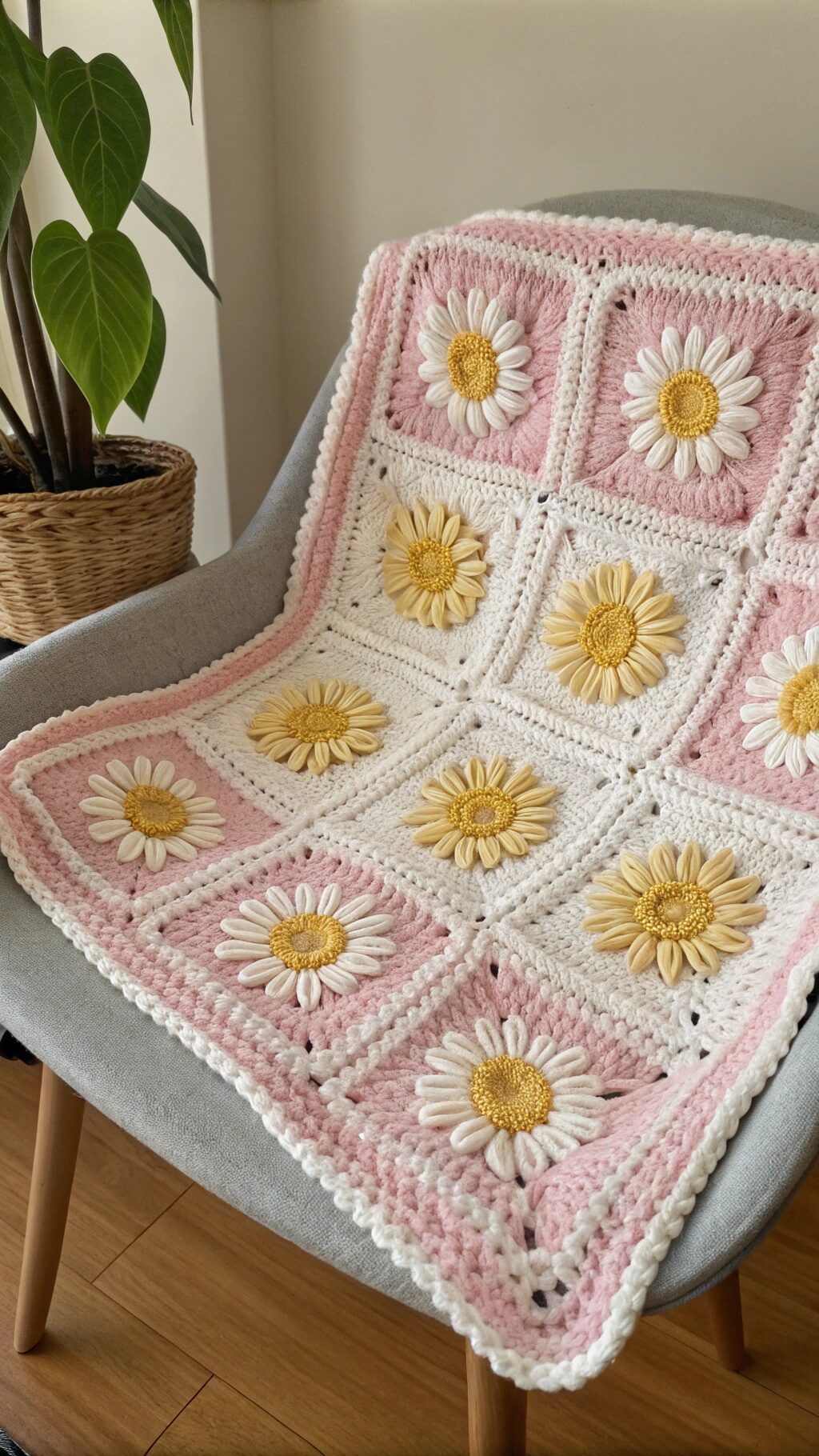 Crochet Daisy Blanket Square