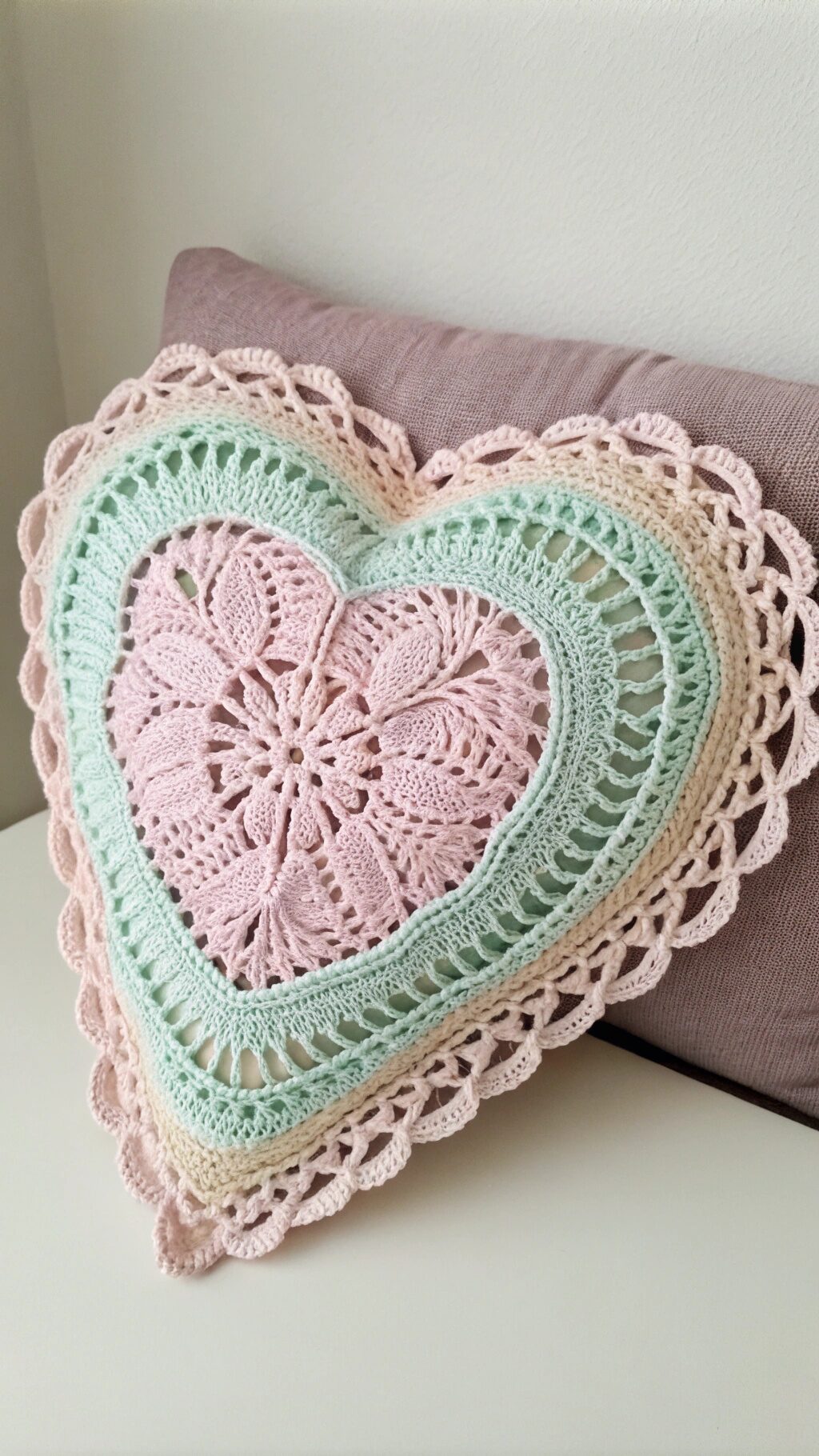 Vintage Lace Heart Pillow