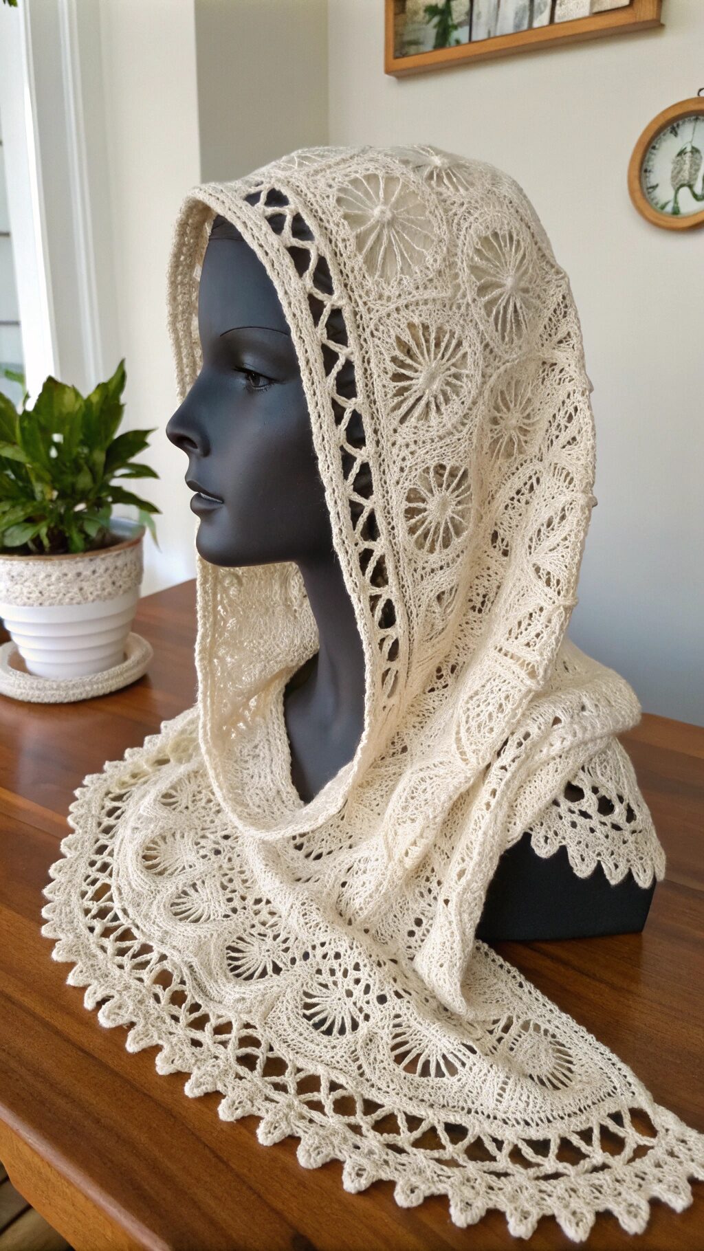 Lace Pattern Crochet Hood