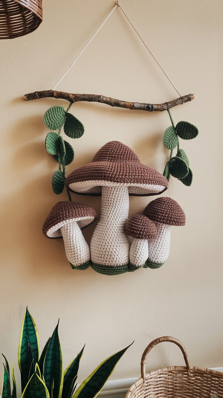 Crochet Mushroom Wall Hanging