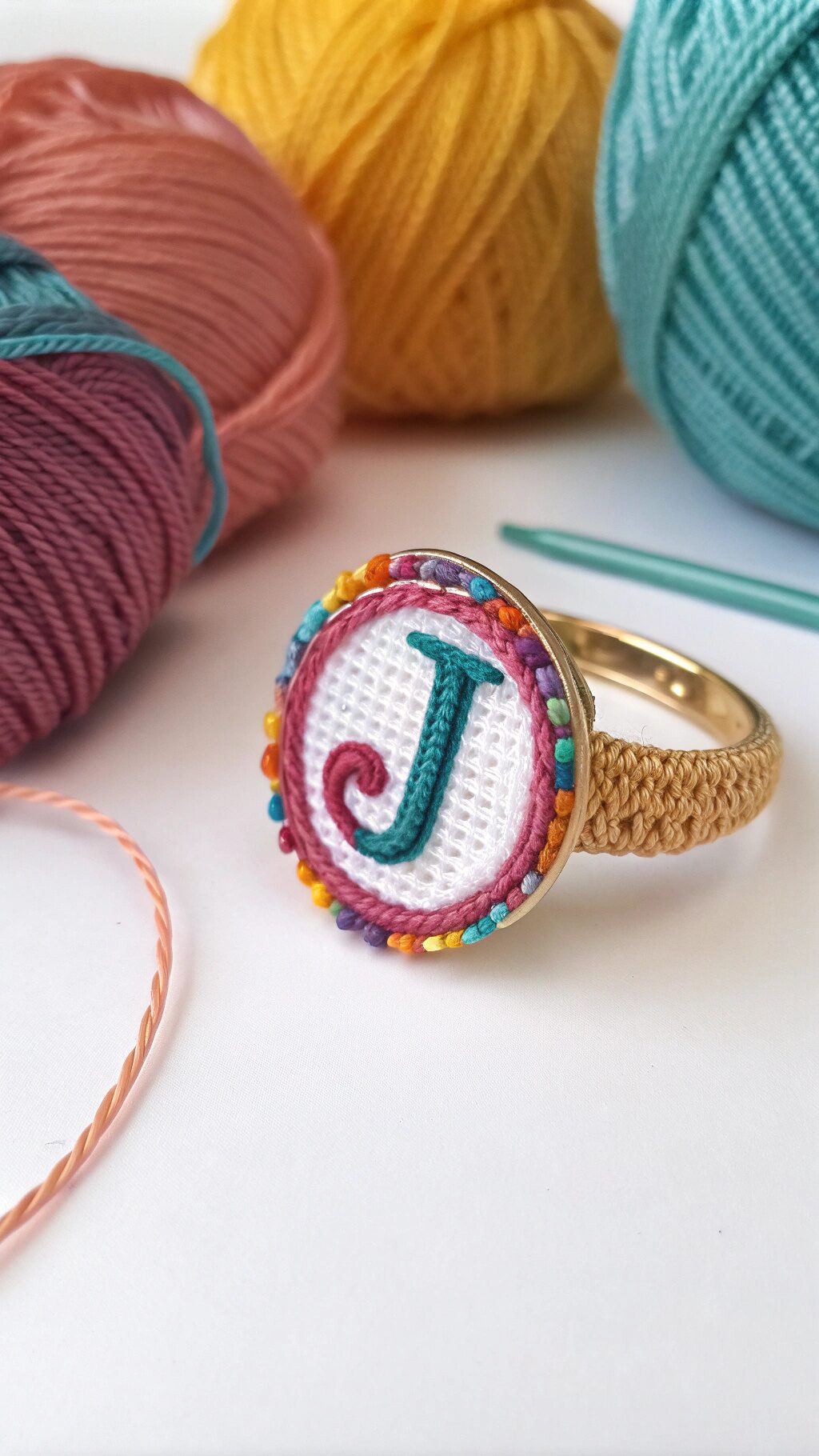 Personalized Initial Crochet Ring