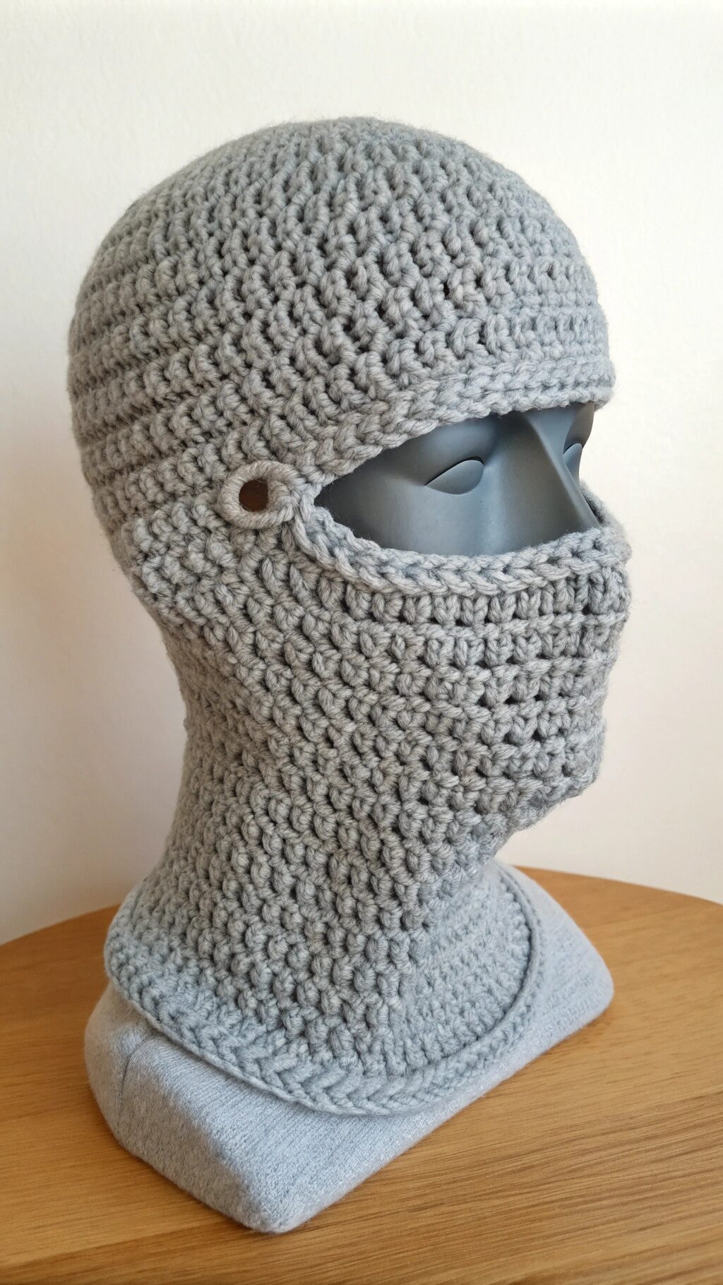 Classic Grey Crochet Ski Mask