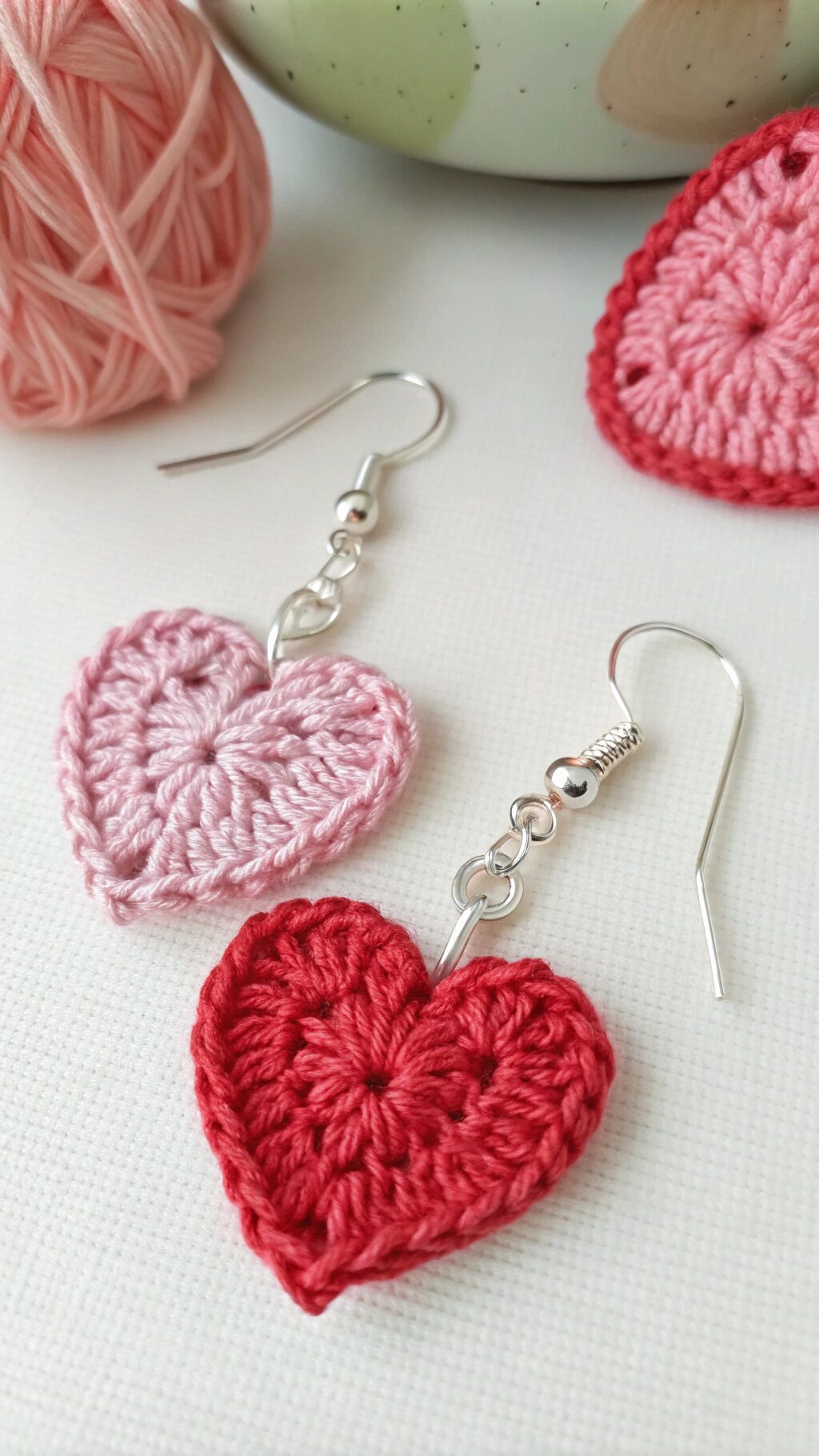 Crochet Heart Earrings