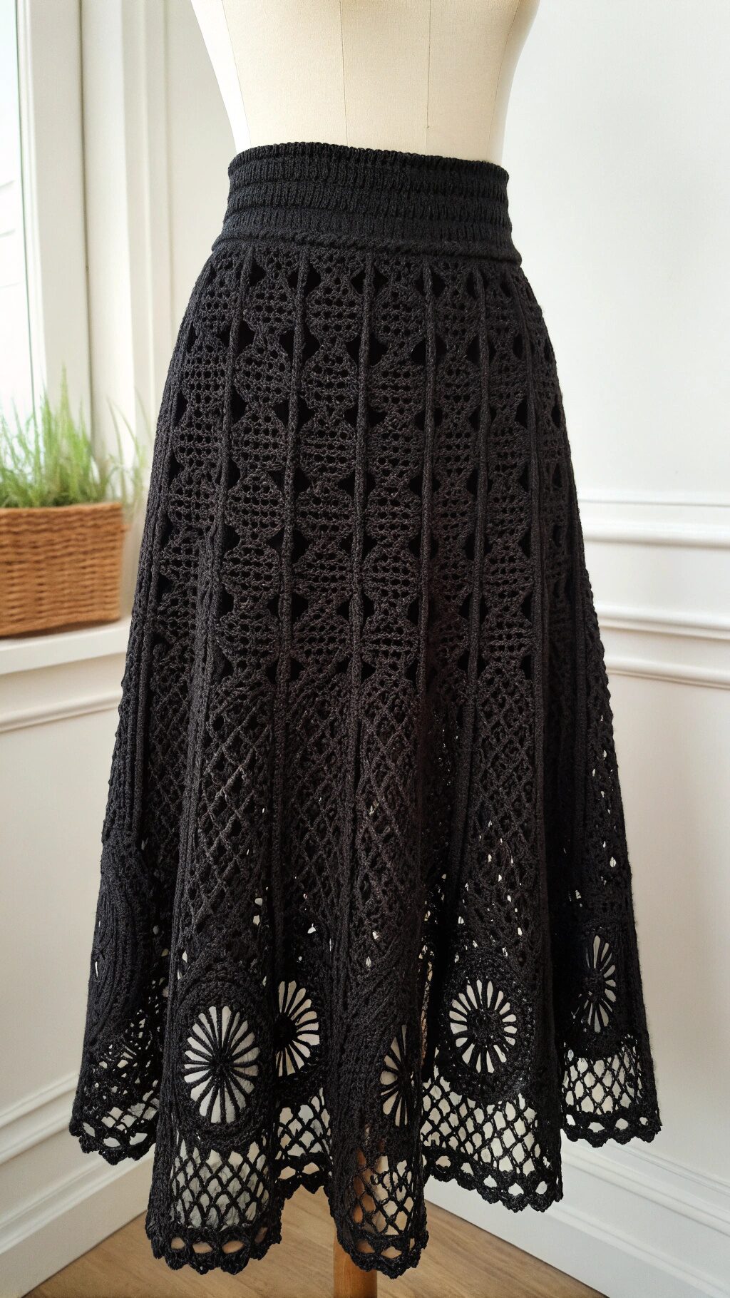 Classic Black Crochet Skirt