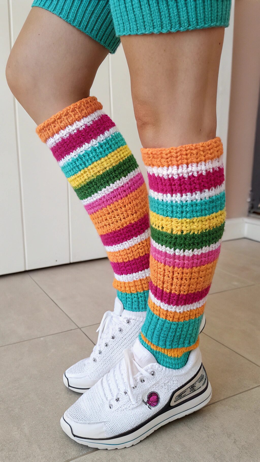 Sporty Striped Athletic Leg Warmers