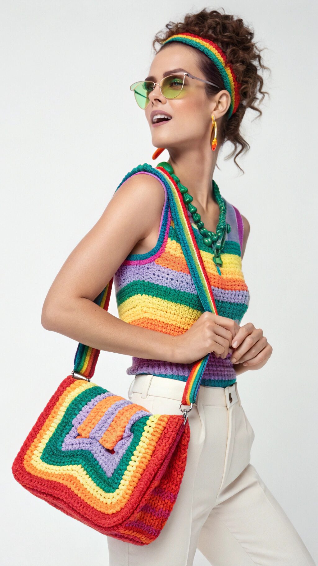 Playful Rainbow Crochet Bag