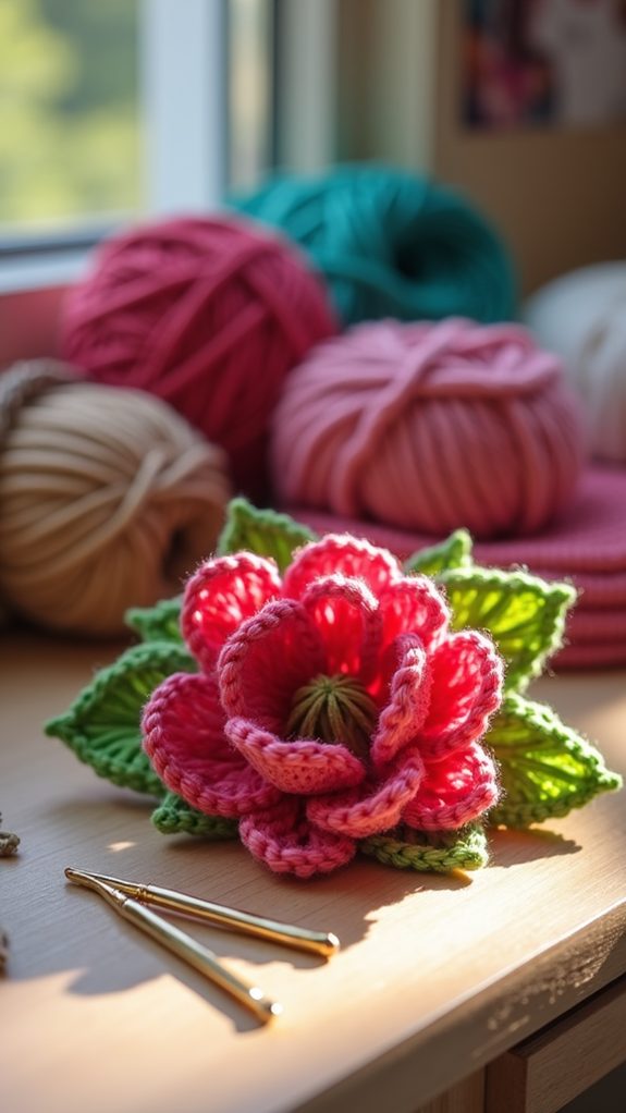 joyful yarn flower creation