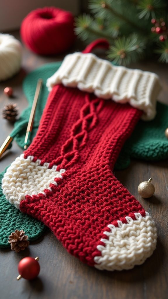 knit cable stocking design