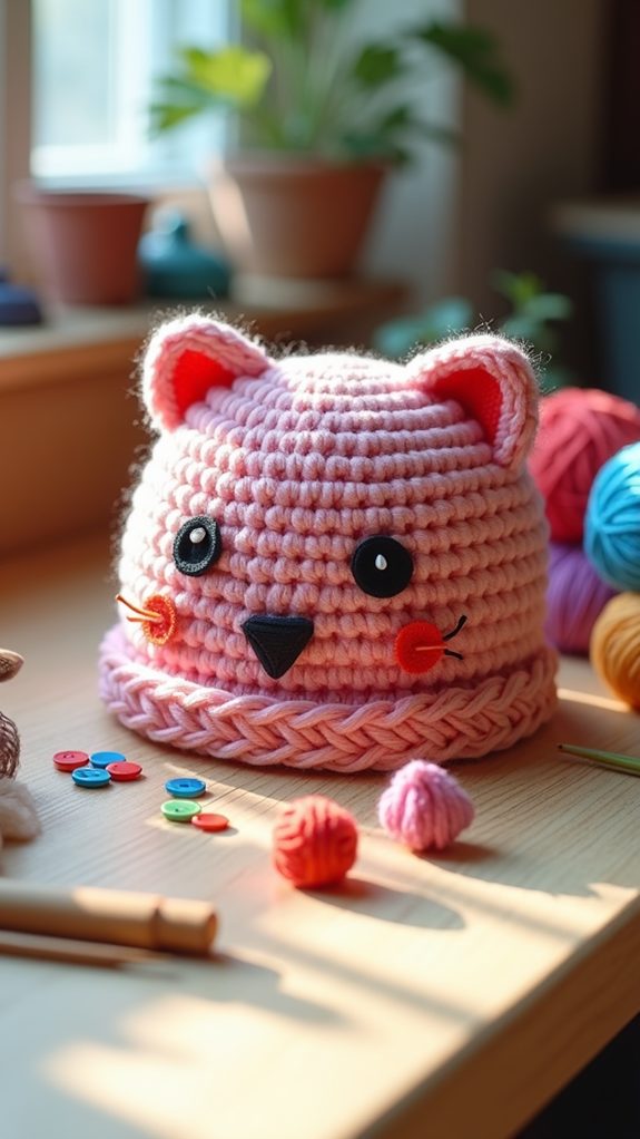 knit cat beanie design