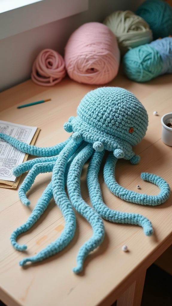 large handmade crochet jellyfish