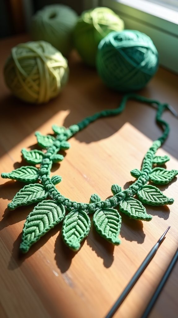 leaf crochet art piece