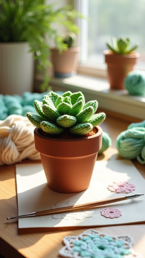 miniature crochet plant holders