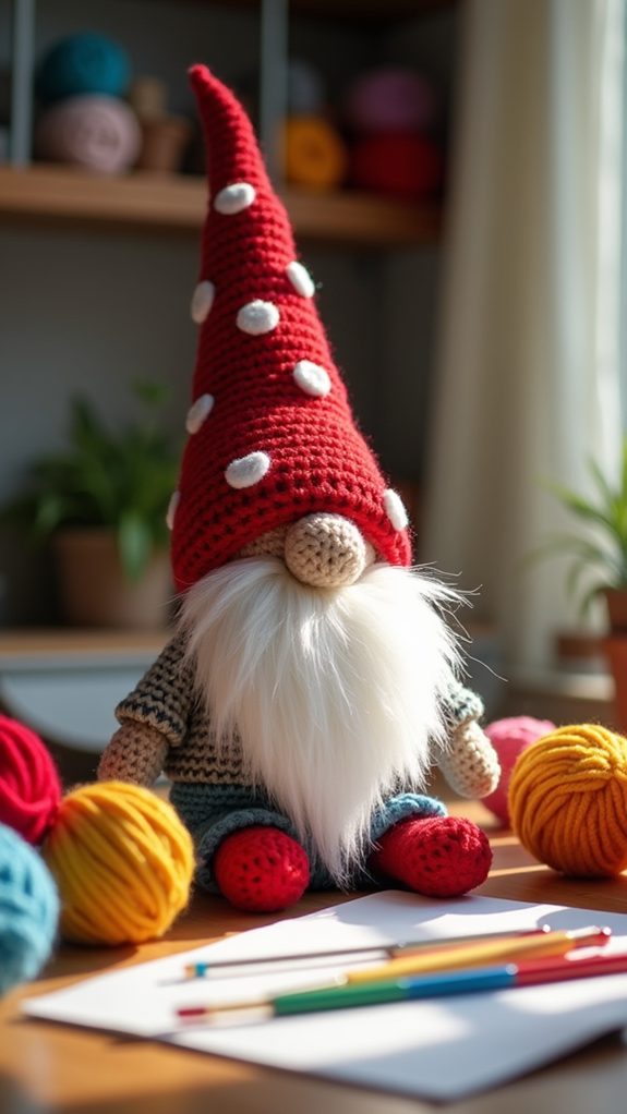 mushroom hatted gnome character