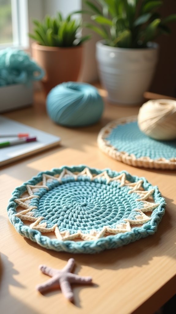 nautical crochet coaster design