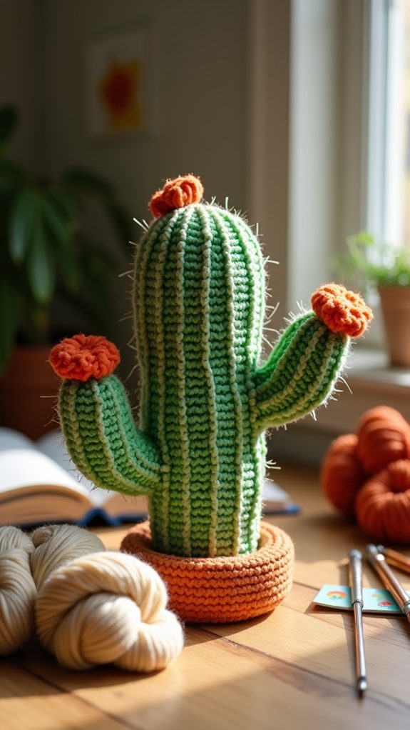 oversized handcrafted crochet cactus