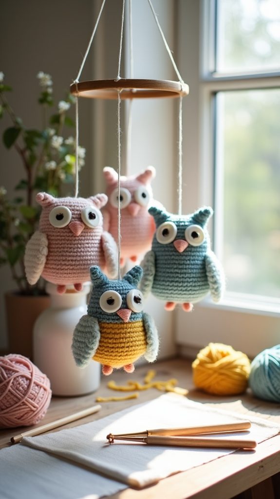owl themed nursery mobile design