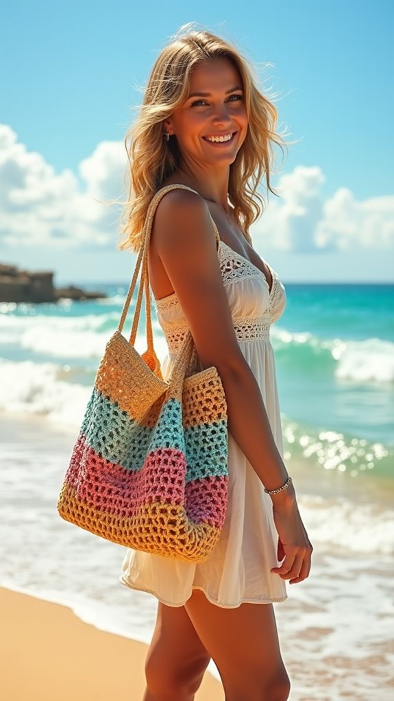 personalized crochet beach bag