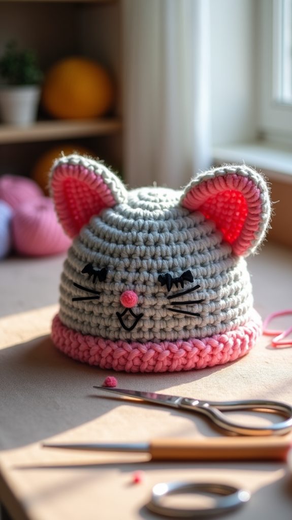 personalized feline knit hat