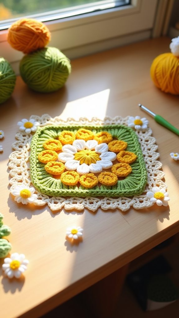 playful floral crochet square