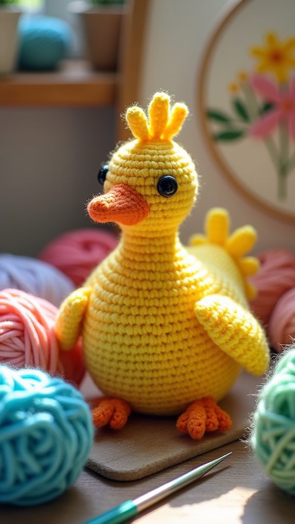 playful handmade crochet chick