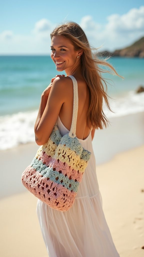 retro beach tote bag