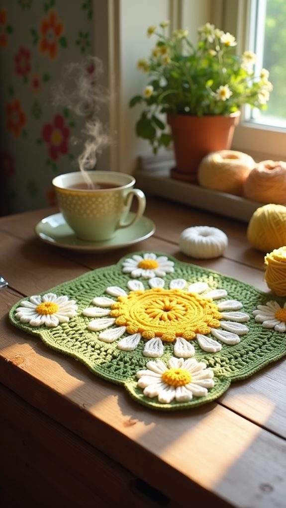 retro floral crochet pattern