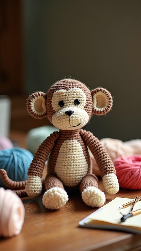 retro handmade crochet monkey