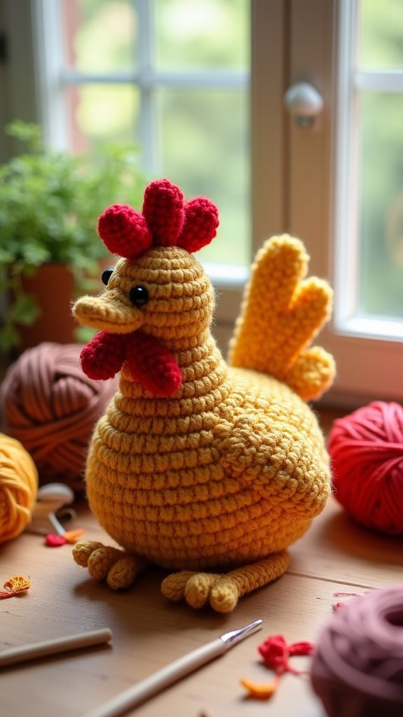 retro knitted chicken decor