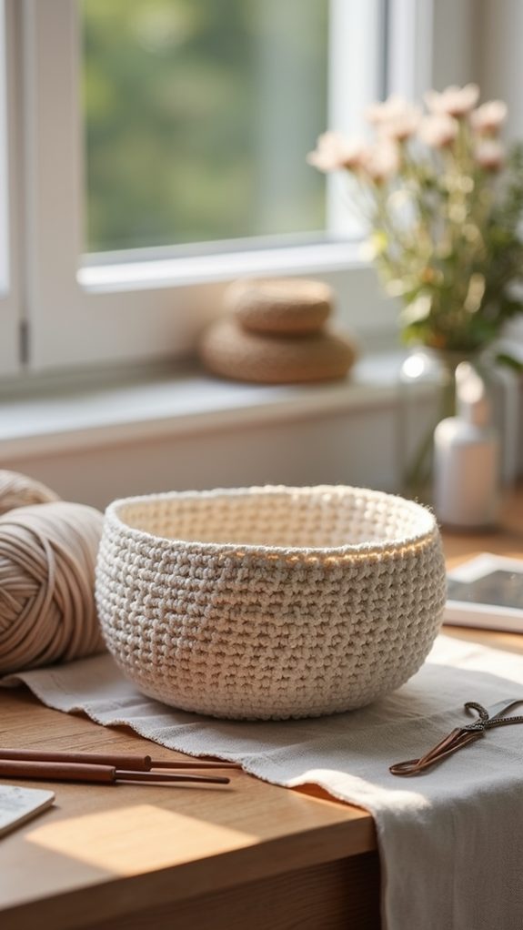simple neutral crochet bowl