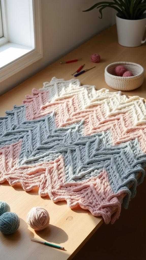 simple wave stitch blanket