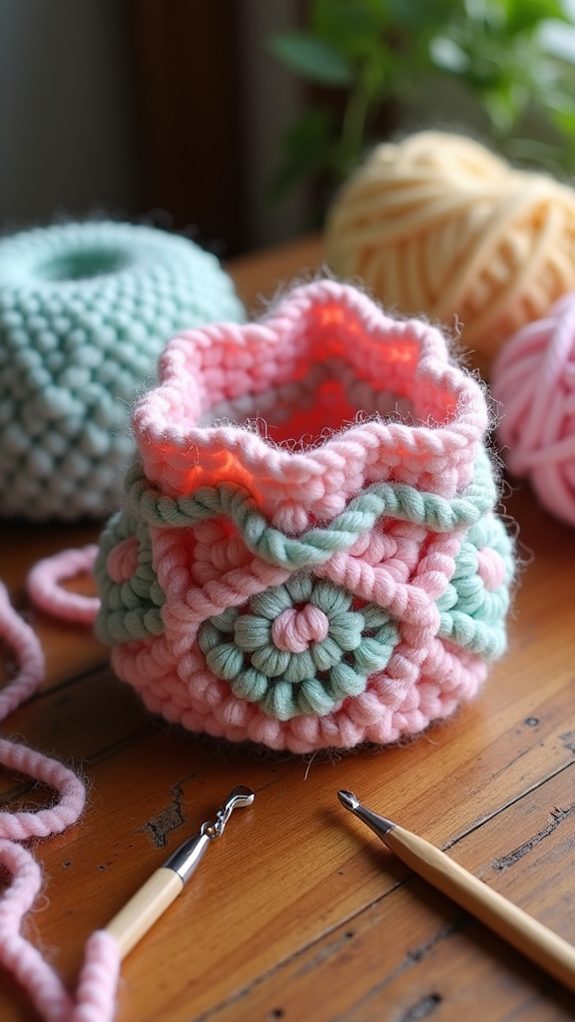 spacious crochet storage bag
