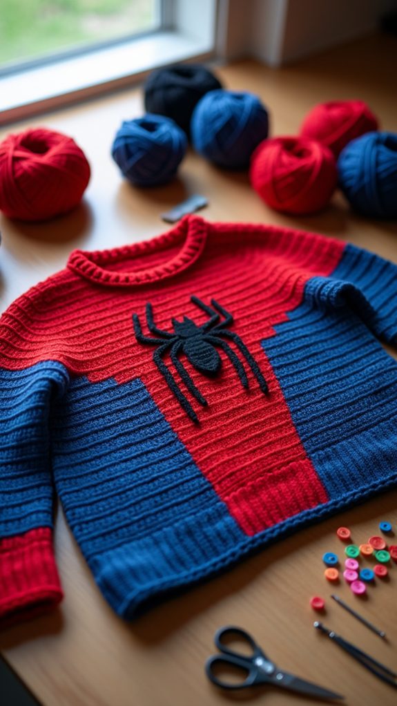 spider themed sweater design