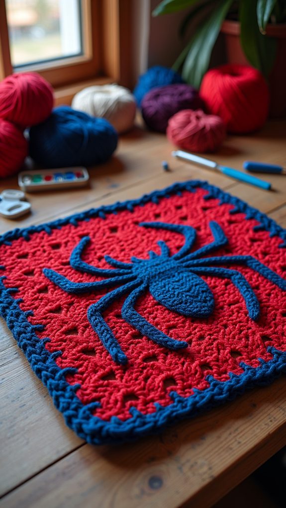 spiderman themed blanket square