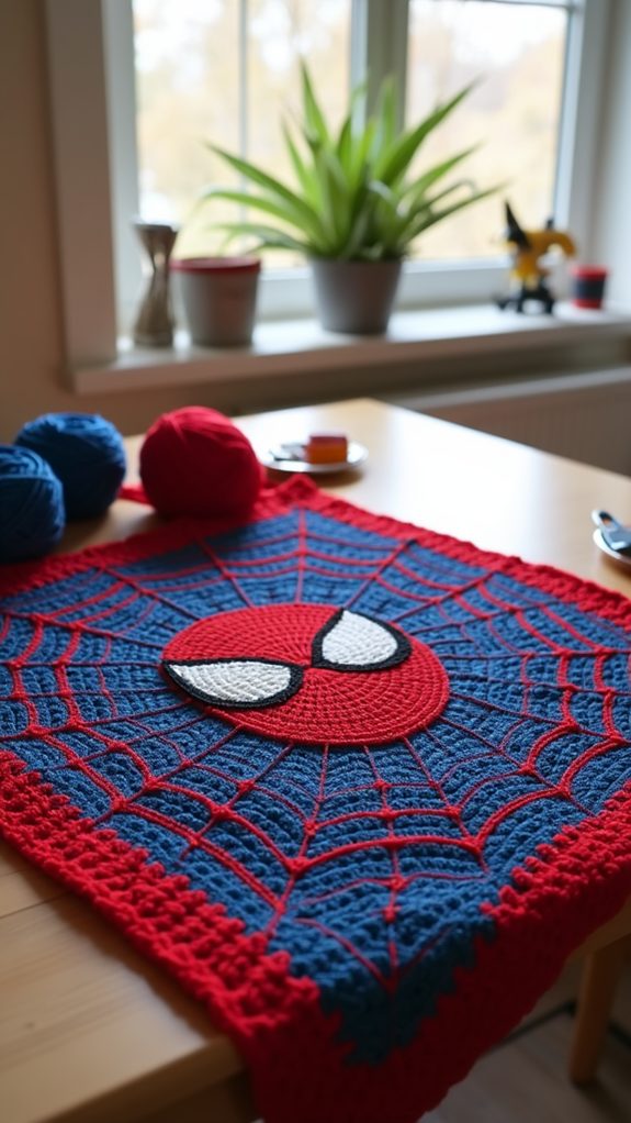 spiderman themed infant blanket