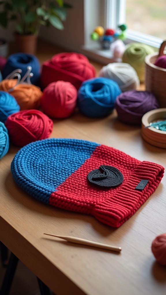 spiderman themed knit cap design