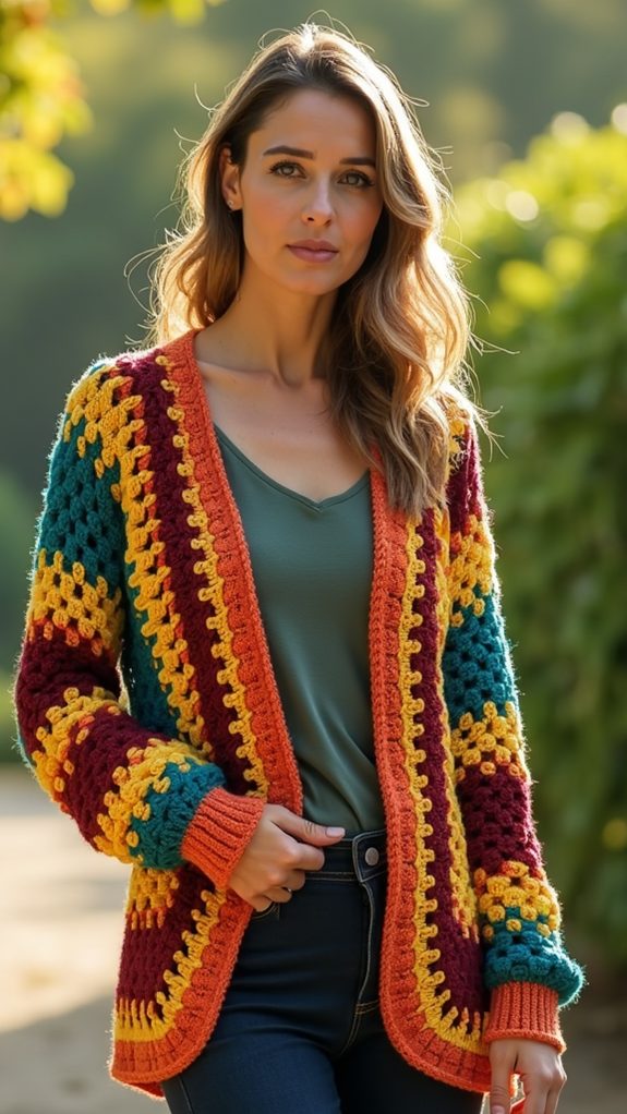 striped crochet cardigan design
