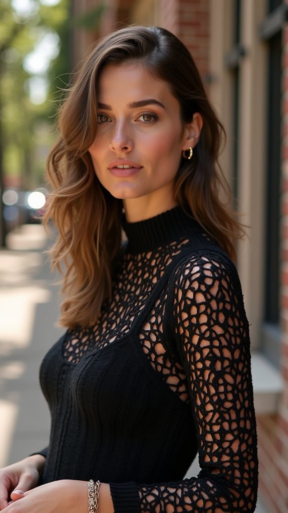 stylish black mesh sweater