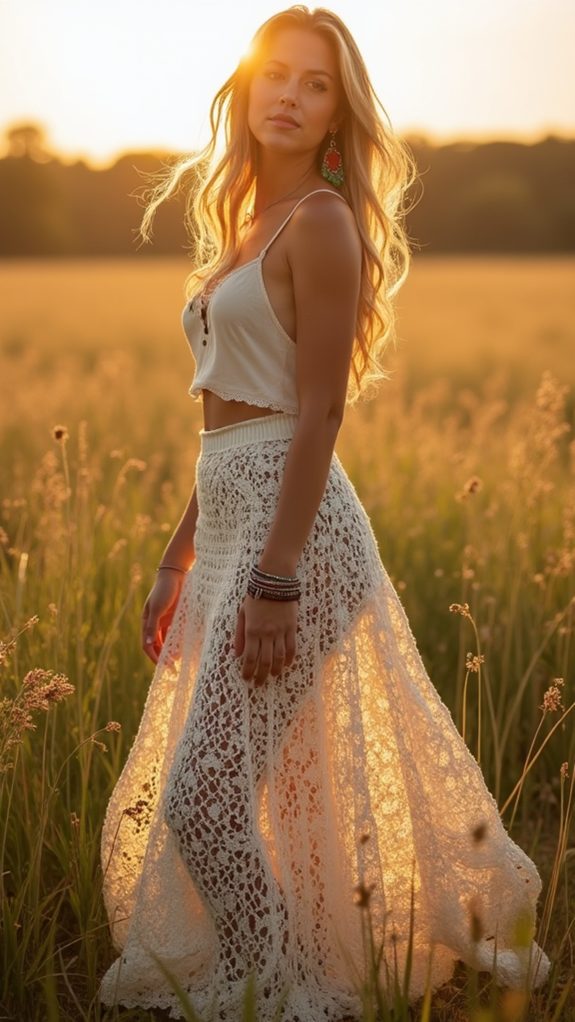 stylish bohemian crochet skirt