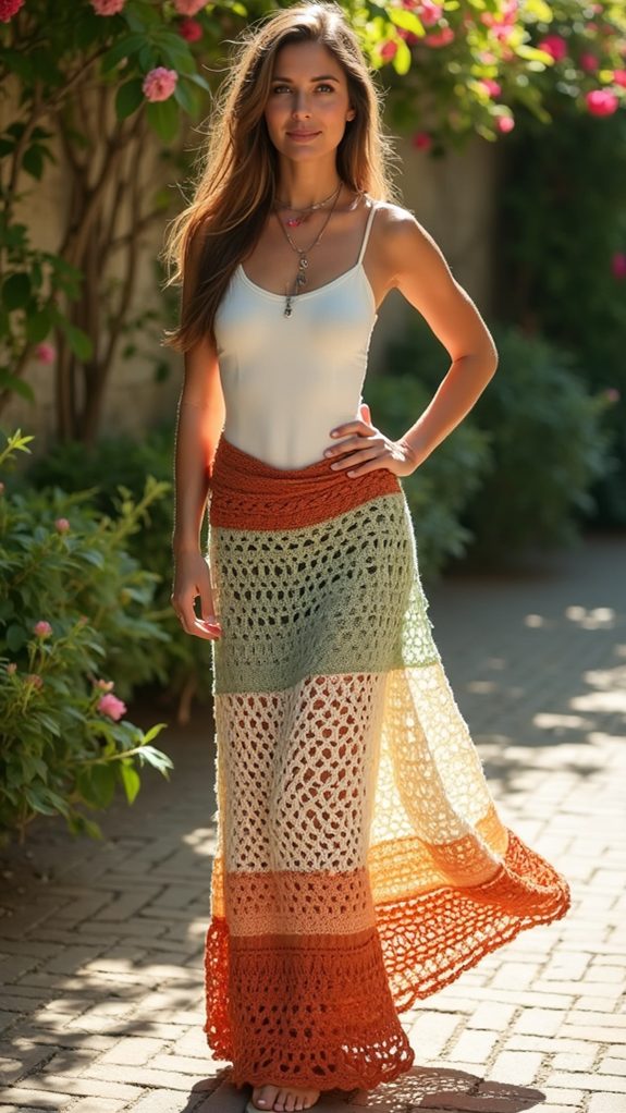 stylish crochet maxi skirt