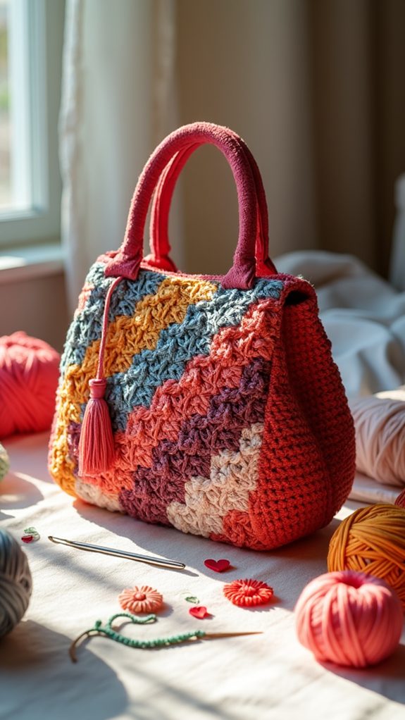stylish quilted crochet purse